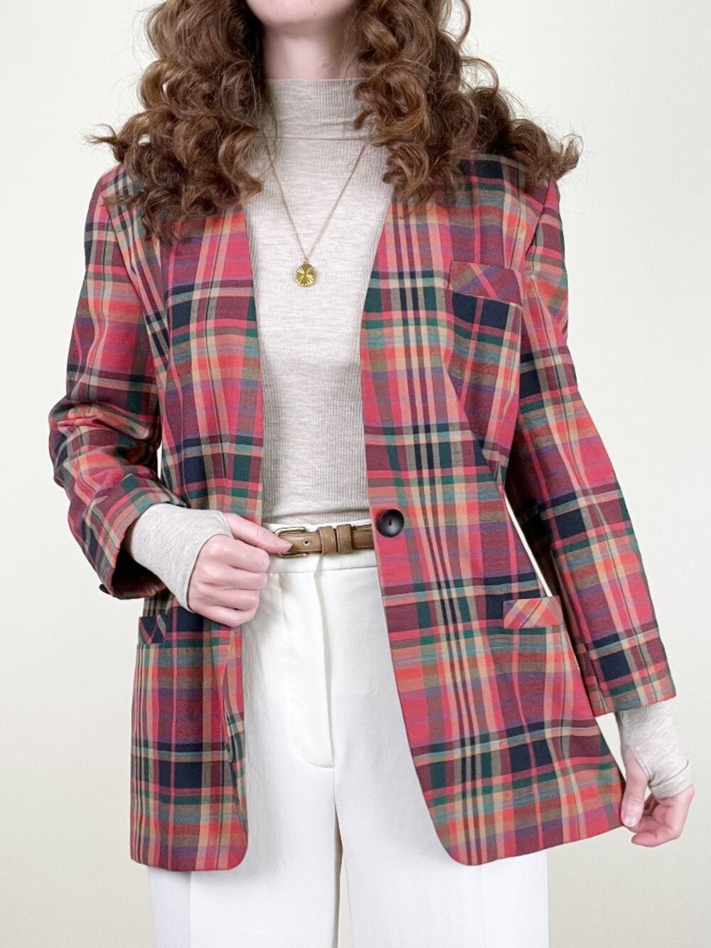 Vintage Plaid Blazer Jacket Coat Canadian Designer Christmas Fall Winter Preppy
